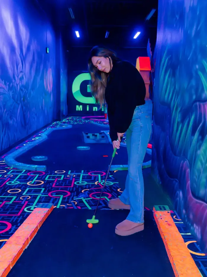 Blacklight mini golf content for GLO Mini Golf