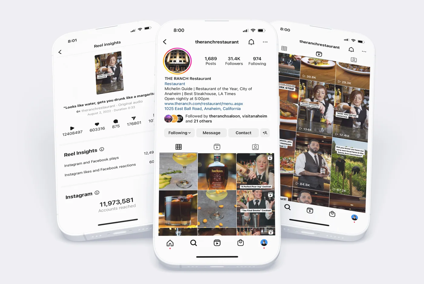 THE RANCH Instagram insights showing 11.9 million reach